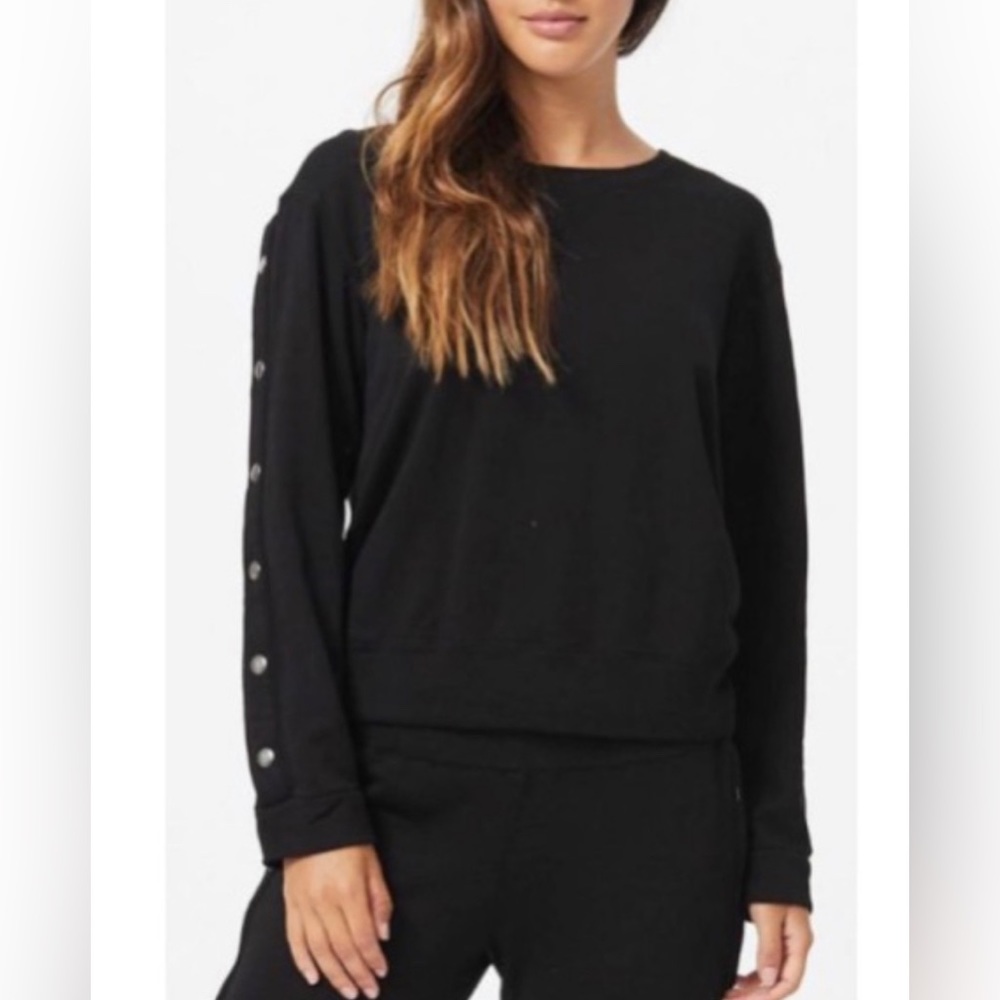 MONROW TEAR AWAY SNAP BUTTON ARM SWEATSHIRT BLACK SIZE LARGE